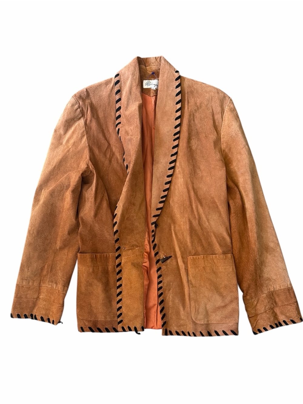 Vintage Melanzana Tan Suede Jacket with Black Contrast Trim